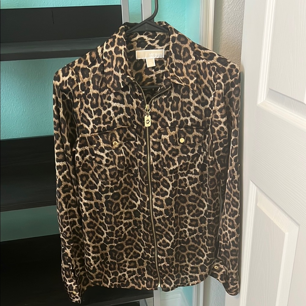 MICHAEL Michael Kors Leopard Print Blouse Brown and Black